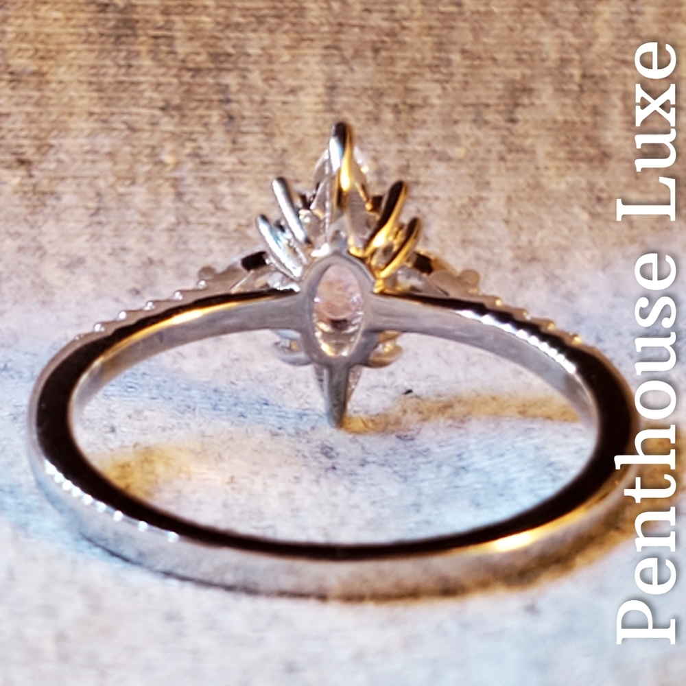 SOLID 925 Sterling Silver Oval Cut Morganite Beryl Ring - Picture 4 of 6
